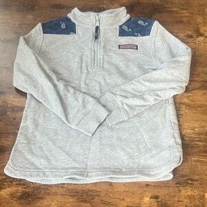 Gray Quarter-Zip Pullover with Blue Accents